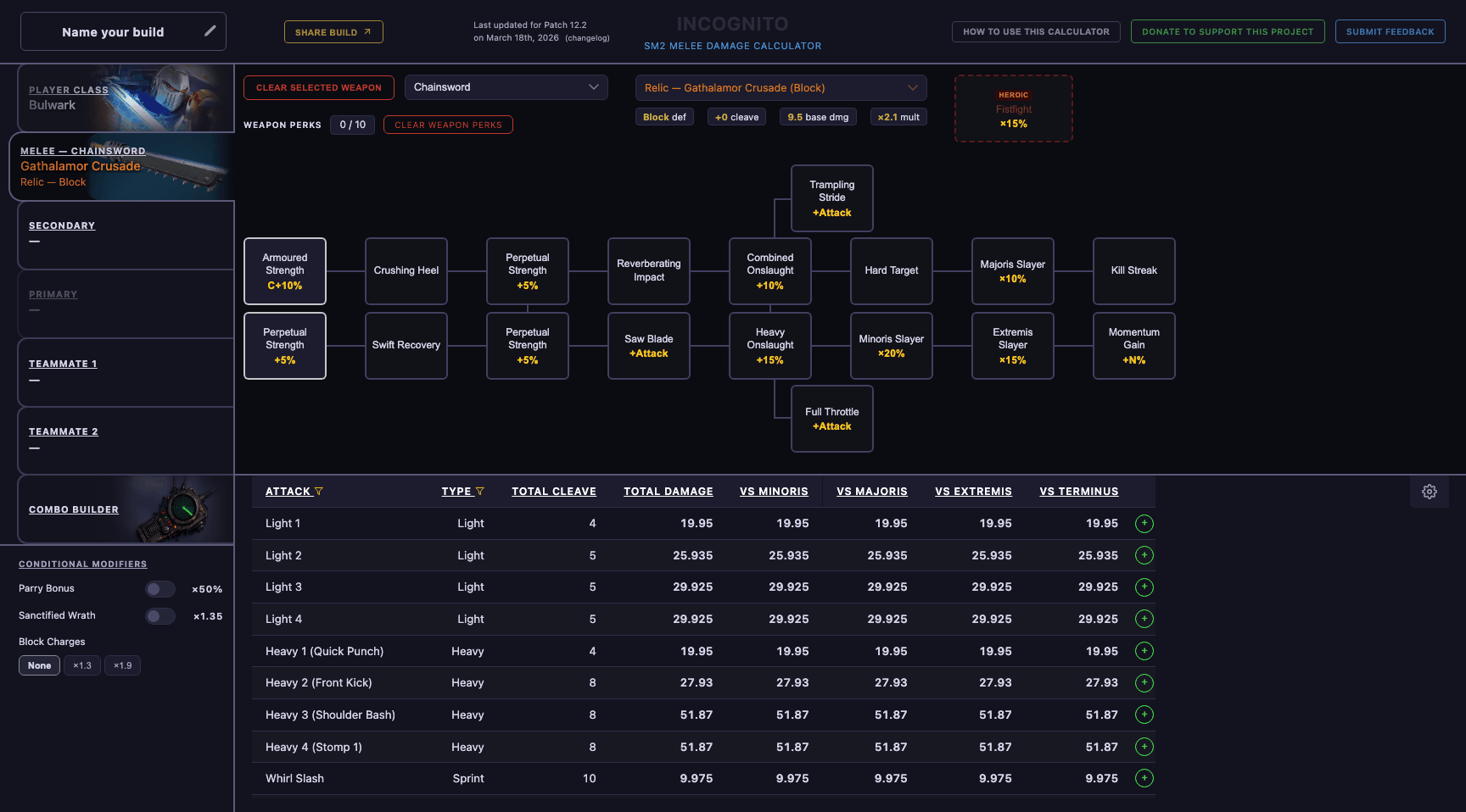 Walkthrough: clicking + buttons to add attacks to the combo builder